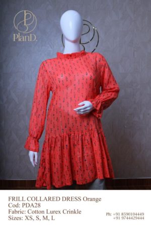 FRILL COLLERED DRESS (ORANGE)