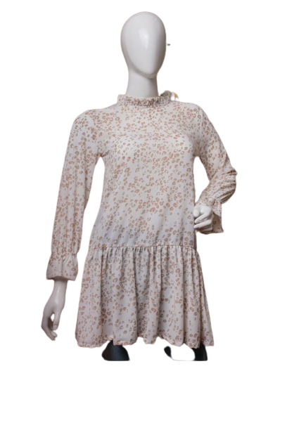 PlanD Branded FRILL COLLAR DRESS  (BEIGE ANIMAL) for Women