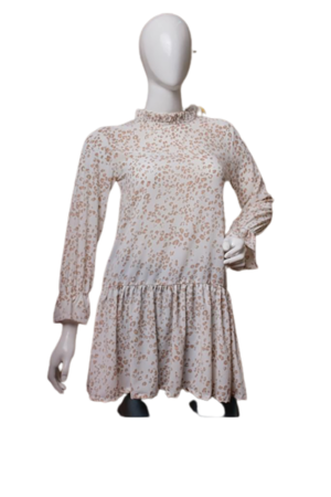 PlanD Branded FRILL COLLAR DRESS  (BEIGE ANIMAL) for Women